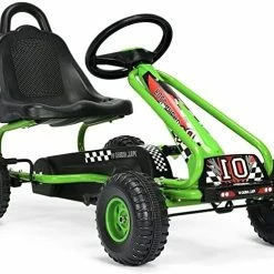 Outlet 💯 LAKIDS Kids Ride-On Go Kart, Pedal Powered 4 Wheel Toy Car, Outdoor Indoor Pedal Foot Racer For Boy Girl With 2-Position Adjustable Bucket Seat, Clutch, Manual Brake, Non-Slip Wheels (Light Green) 🎁