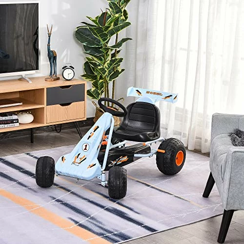 Discount ๐ฅฐ Pedal Go Kart Children Ride On Car Cute Style With Adjustable Seat, Plastic Wheels, Handbrake And Shift Lever, Light Blue ๐ - Image 2