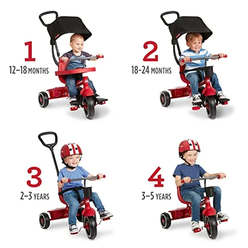 Deals ๐ Pedal & Push 4-in-1 Stroll ' N Trikeยฎ, Red Tricycle, For Toddlers Ages 1-5 (Amazon Exclusive), Toddler Bik ๐ - Image 2