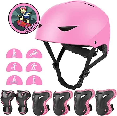 Cheapest π Kids Helmet Pad Set, Skateboard Knee Pads, Kids Protective Gear Set Adjustable For Girl Boy Kids Helmet Elbow Pads Wrist Guards For Sport Cycling Bike Roller Skating Scooter Rollerblade Pink π - Image 7