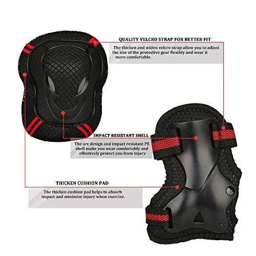 Best deal 💯 Kids Bike Helmet Toddler Helmet, Kids Skateboard Helmet And Pads Adjustable Sports Protective Gear Set Knee Elbow Pads Wrist Pads For Boys 👧 Girls, Kids Cycling Scooter Helmet Set Red 🛒 - Image 4