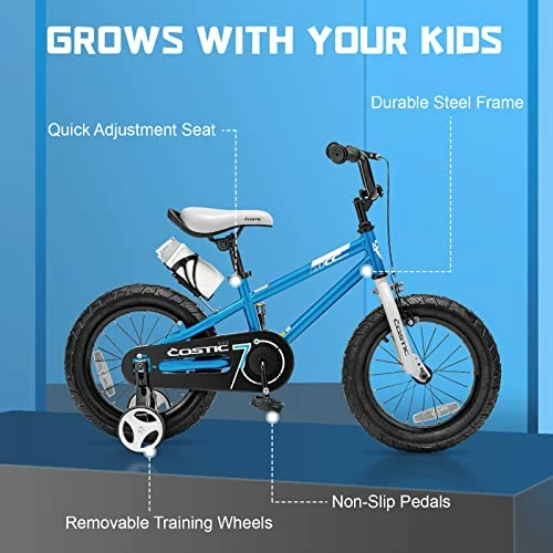 Deals ⌛ Ostic Kids Bike For 3-8 Year Old Boys 👧 Girls BMX Freestyle Kid's Bicycle 12 14 16 Inch With Removable Training Wheels And Water Bottle ,Kickstand For 16 Inch Bikes,Multiple Colors,Blue White 🥰 - Image 2
