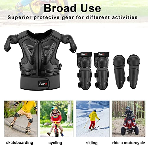Best Pirce ๐ฅ Kids Motorcycle Armor Suit Dirt Bike Gear Riding Protective Chest Spine Back Protector Shoulder Arm Elbow Knee Protector Pads For Cycling Skateboard,Skiing,Skating,Off-Road Blac ๐ - Image 5