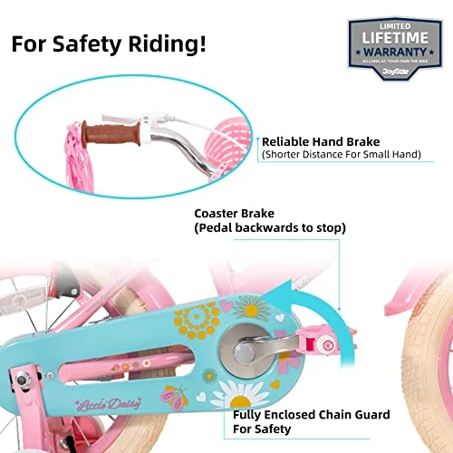 Best deal ๐ Little Daisy Kids Bike For 2-9 Years ๐ง Girls With Training Wheels & Front Handbrake 12 14 16 20 Inch Princess Kids Bicycle With Basket Bike Streamers Toddler Cycle Bikes, Blue Pink White ๐ - Image 2