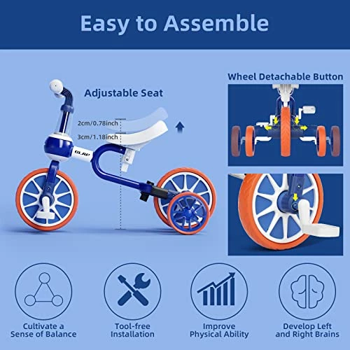 Buy ✔️ LAF Toddler Tricycle For 1-3 Years Olds Kids Trike Bike For Ages 2 👧 Girls Boys 4 In 1 Toddlers Bike With Push Handle Removable Pedal And Adjustable Seat Height Brown 💯 - Image 3