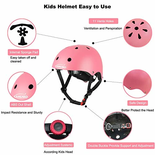 Top 10 🔥 Kids Adjustable Helmet, With Sports Protective Gear Set Knee Elbow Wrist Pads For Toddler Age 3-8 Boys 👧 Girls, Bike Skateboard Hoverboard Scooter Rollerblading Helmet Set Pink 🎁 - Image 3