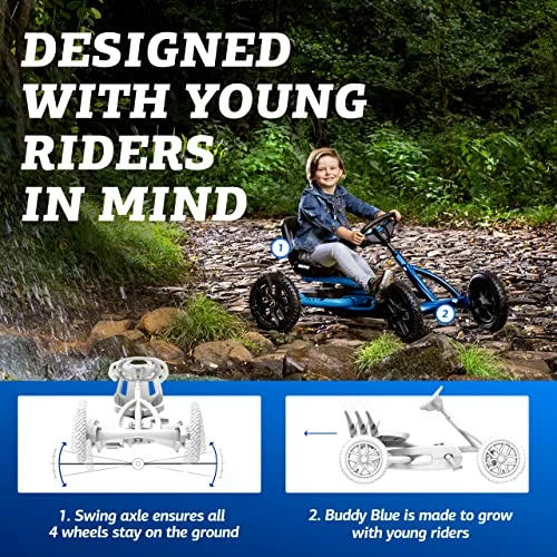 Wholesale 😀 Erg Toys - Buddy Pedal Go Kart - Go Kart - Go Cart For Kids - Pedal Car Outdoor Toys For Children Ages 3-8 - Ride On Toy - BFR System - Adjustable Seat - Pedal Kart For Kids (Blue) 🥰 - Image 3