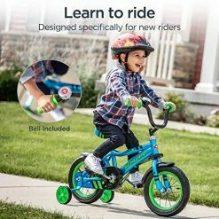 Promo 😀 Grit And Petunia Steerable Kids Bike, Boys And 👧 Girls Beginner Bicycle, 12-Inch Wheels, Training Wheels, Easily Removed Parent Push Handle With Water Bottle Holder, Multiple Colors Blue 🛒