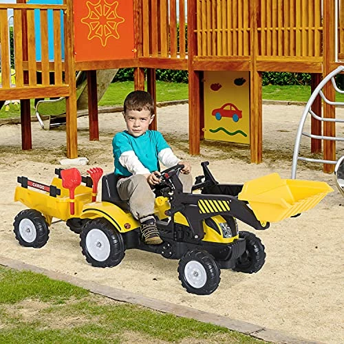 Top 10 ๐ฅ Kids Ride-On Excavator, Pedal Car Bulldozer Move Forward/Back With Real Working Dirt Bucket, 6 Wheels, & Cargo Trailer ๐ - Image 2